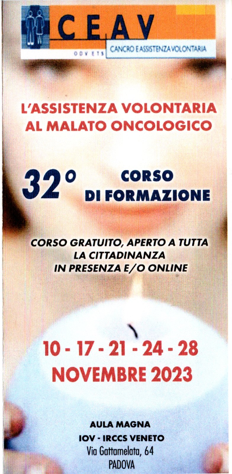 32° CORSO DI FORMZIONE ALL'ASSISTENZA DEL MALATO ONCOLOGICO