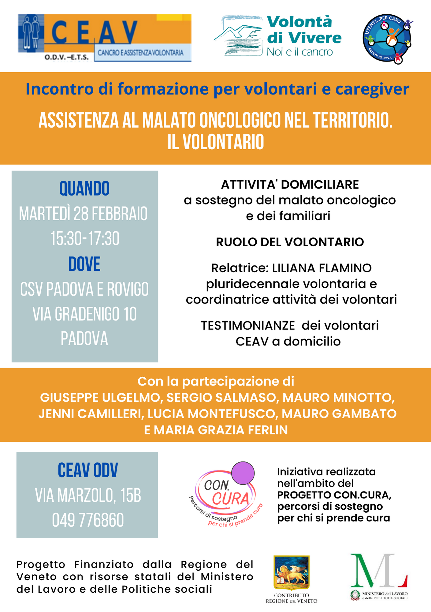 Assistenza del malato oncologico nel territorio. Il volontario