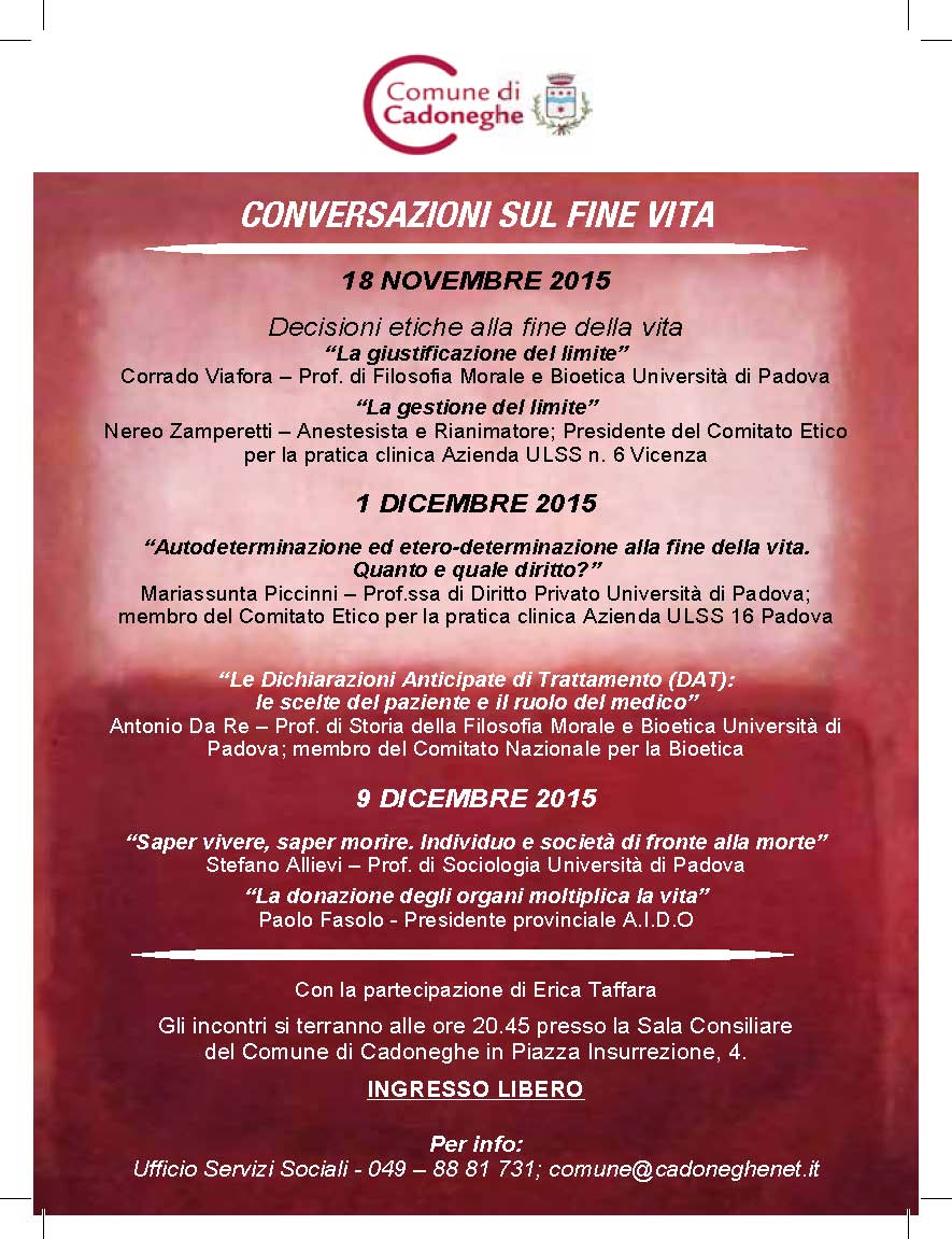 CONVERSAZIONI SUL FINE VITA