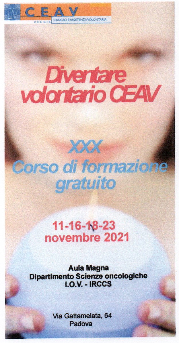 XXX CORSO DI FORMAZIONE PER VOLONTARI  ALL’ASSISTENZA DEL MALATO ONCOLOGICO
CORSO GRATUITO